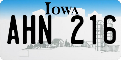 IA license plate AHN216