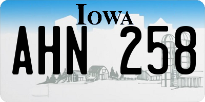 IA license plate AHN258