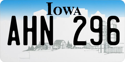 IA license plate AHN296