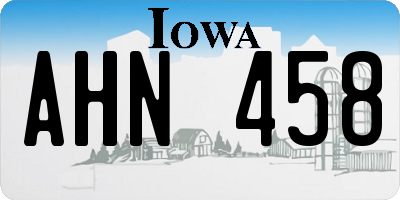 IA license plate AHN458