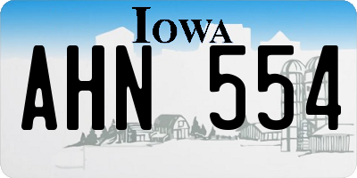 IA license plate AHN554