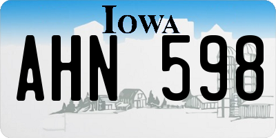 IA license plate AHN598