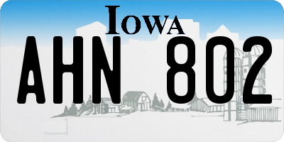 IA license plate AHN802
