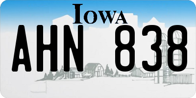 IA license plate AHN838