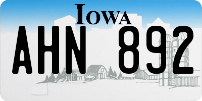 IA license plate AHN892