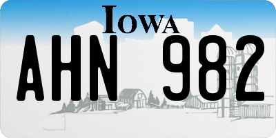 IA license plate AHN982