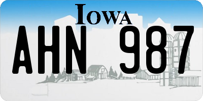 IA license plate AHN987