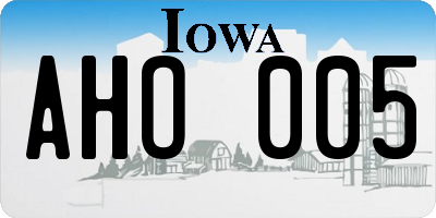 IA license plate AHO005