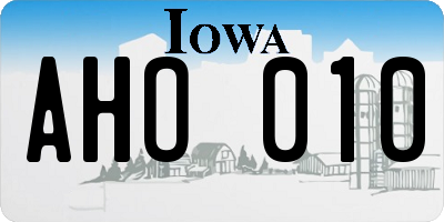 IA license plate AHO010