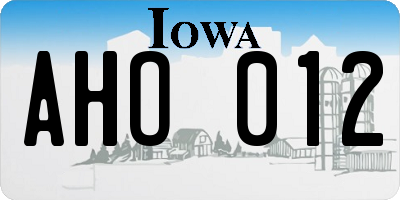 IA license plate AHO012