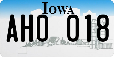 IA license plate AHO018