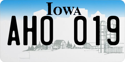 IA license plate AHO019
