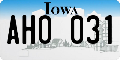 IA license plate AHO031