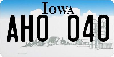 IA license plate AHO040