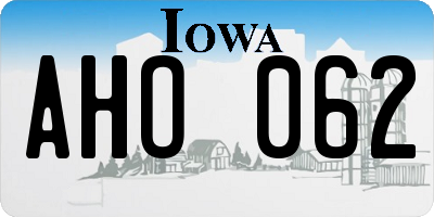 IA license plate AHO062