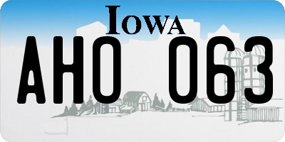 IA license plate AHO063