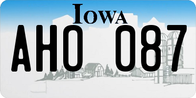 IA license plate AHO087