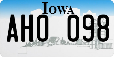 IA license plate AHO098