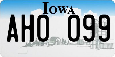 IA license plate AHO099