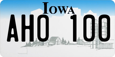 IA license plate AHO100