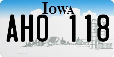 IA license plate AHO118