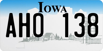 IA license plate AHO138