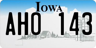 IA license plate AHO143
