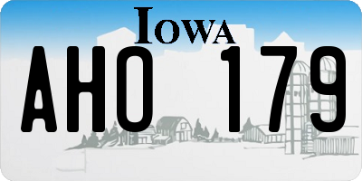 IA license plate AHO179