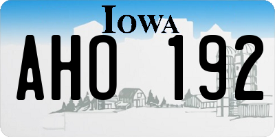 IA license plate AHO192