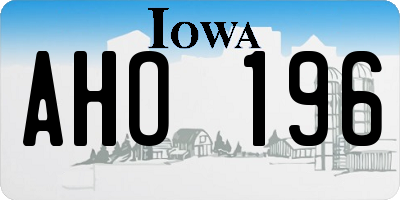 IA license plate AHO196