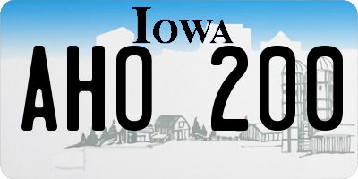 IA license plate AHO200