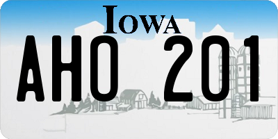 IA license plate AHO201