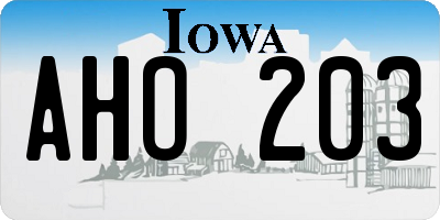 IA license plate AHO203