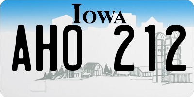 IA license plate AHO212