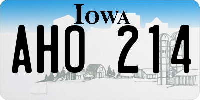 IA license plate AHO214