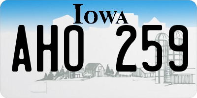 IA license plate AHO259