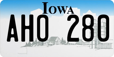 IA license plate AHO280