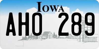 IA license plate AHO289