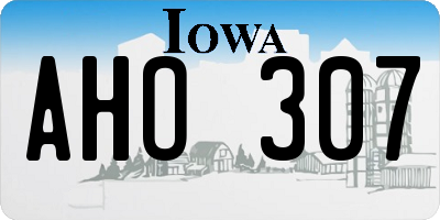 IA license plate AHO307