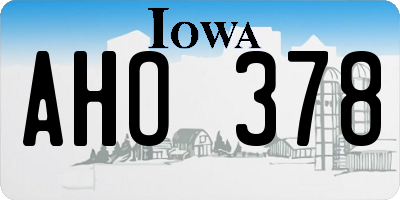 IA license plate AHO378
