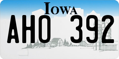 IA license plate AHO392