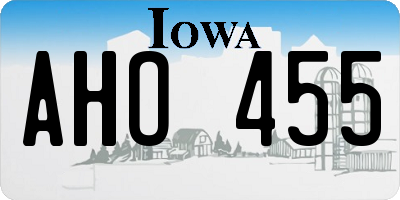 IA license plate AHO455