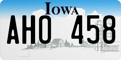 IA license plate AHO458