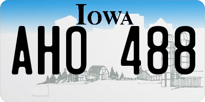 IA license plate AHO488