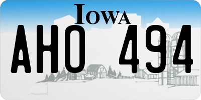IA license plate AHO494