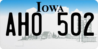 IA license plate AHO502