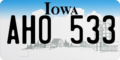 IA license plate AHO533