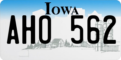 IA license plate AHO562