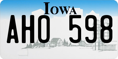 IA license plate AHO598