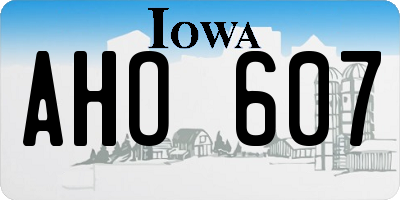 IA license plate AHO607